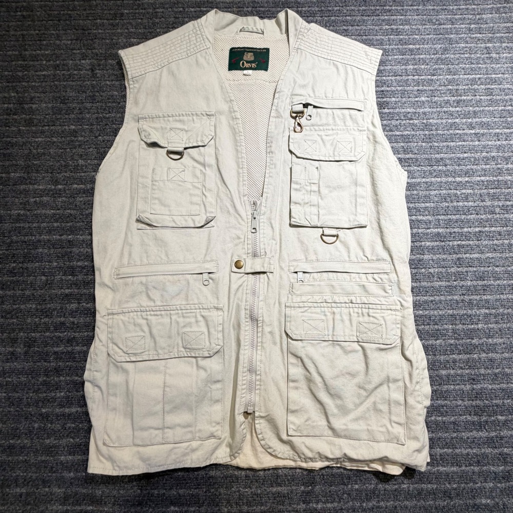 Vintage ORVIS Vest Jacket Mens Large Safari Hunt Fishing Canvas Shooting Utility
